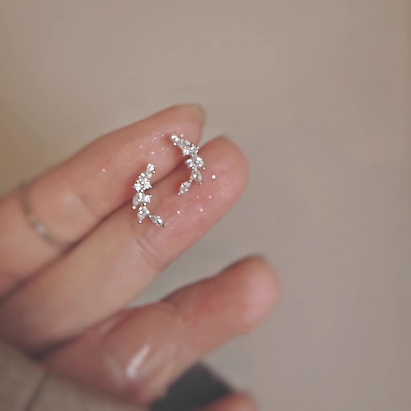 Rhinestone Stud Silver Sterling Ear