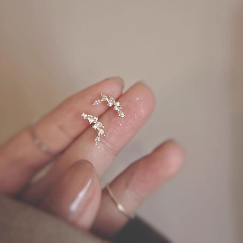 Rhinestone Stud Silver Sterling Ear