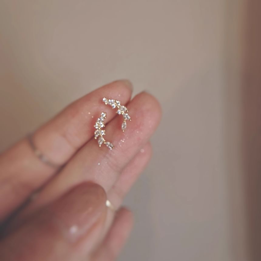 Rhinestone Stud Silver Sterling Ear