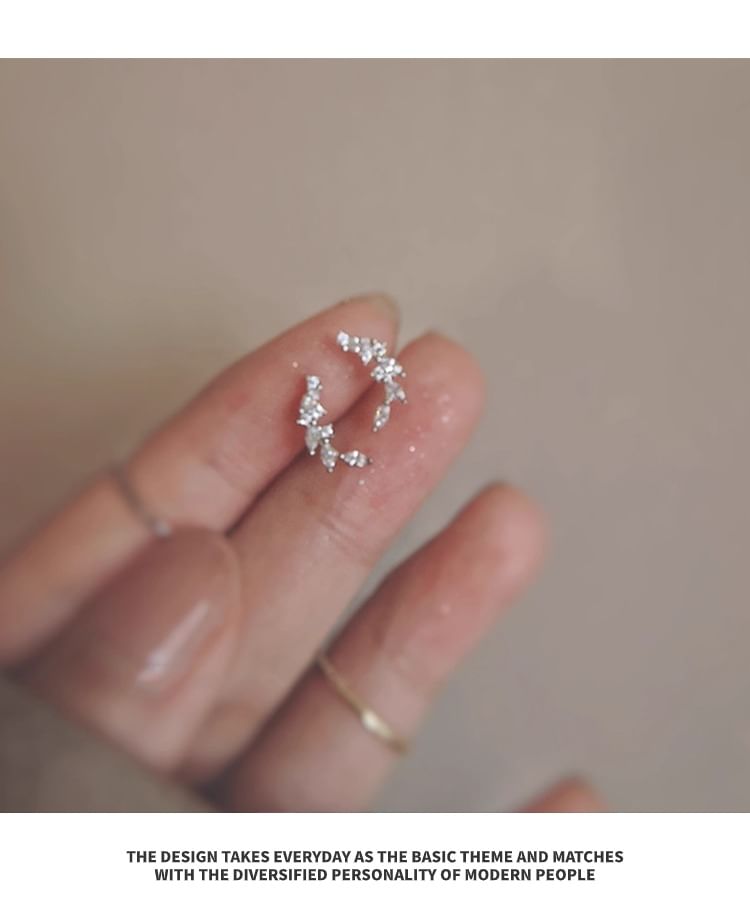 Rhinestone Stud Silver Sterling Ear