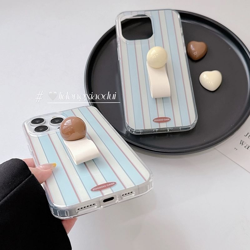 Striped Phone Strap Case Finger