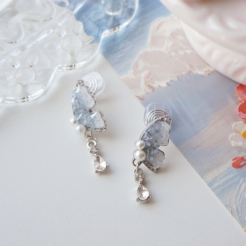 / Earring Butterfly On Clip Drop