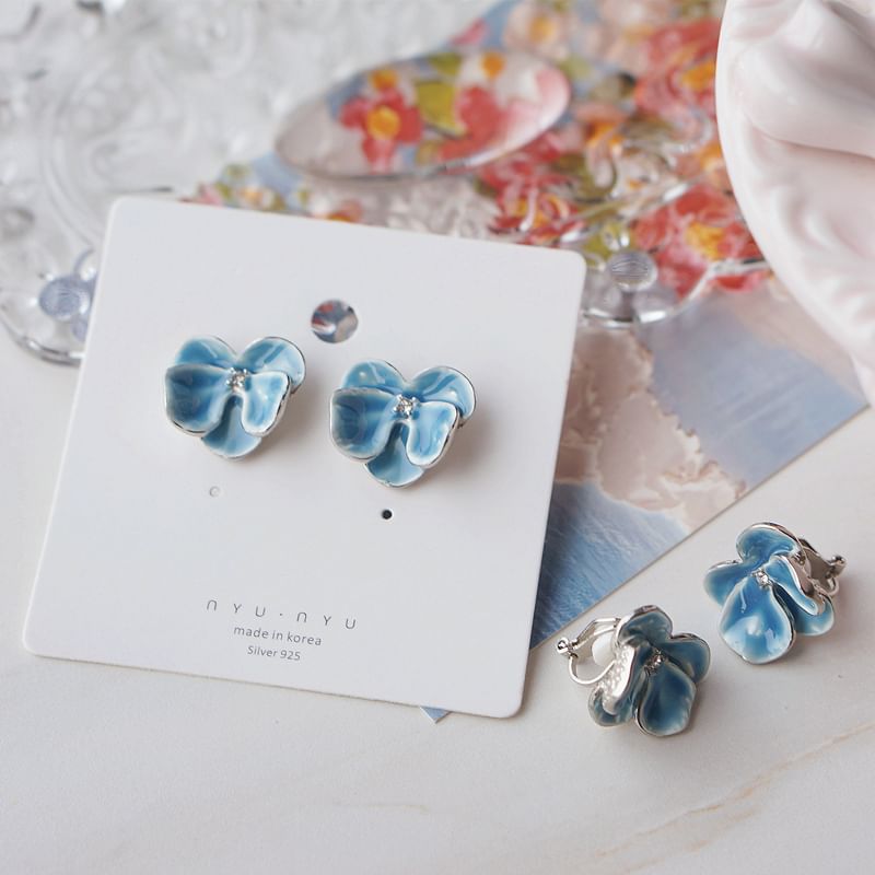 Orchid Clip / Earring On Stud Enamel