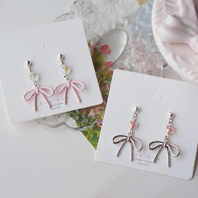Drop Clip On Bow Earring /
