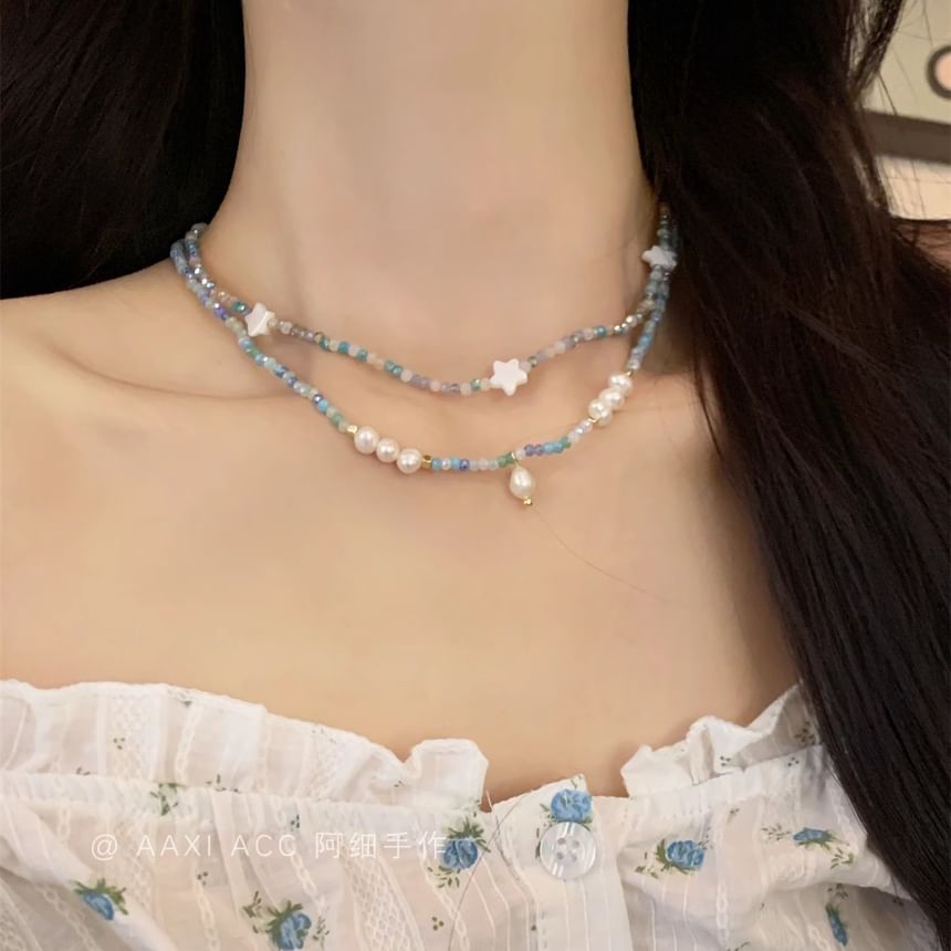 Star Beaded / Necklace Pearl Faux