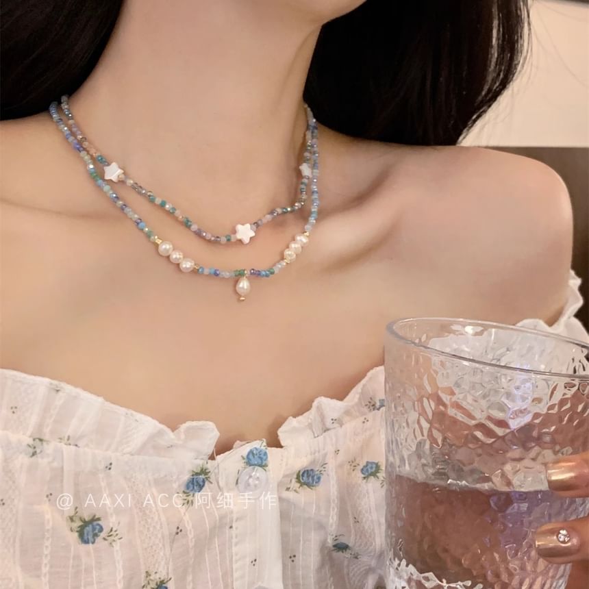 Star Beaded / Necklace Pearl Faux