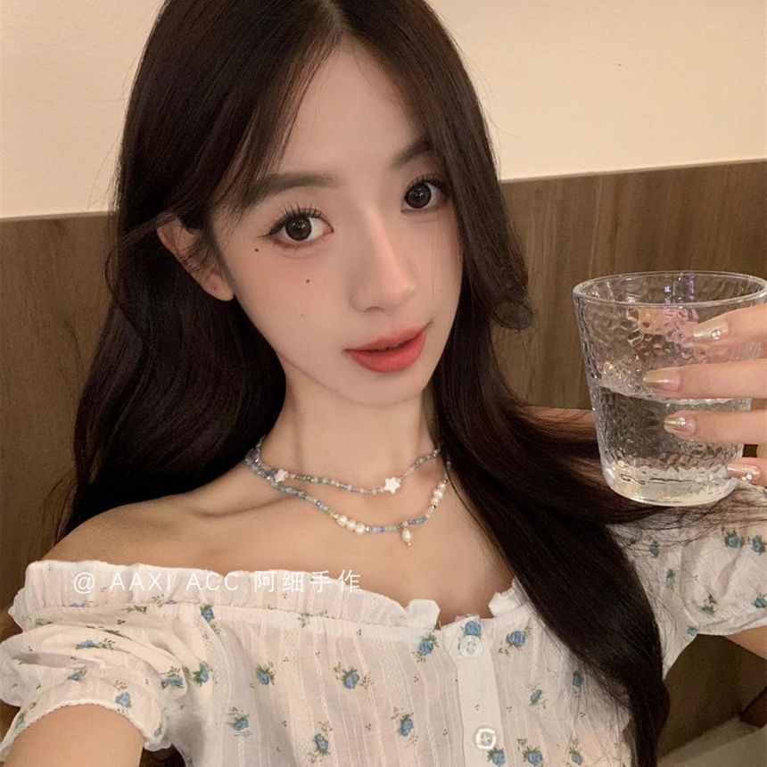 Star Beaded / Necklace Pearl Faux