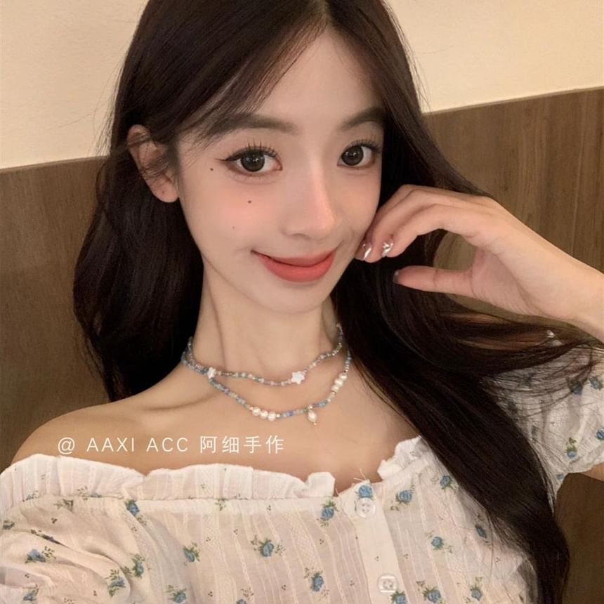 Star Beaded / Necklace Pearl Faux