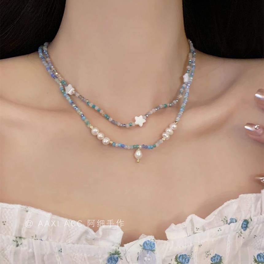 Star Beaded / Necklace Pearl Faux