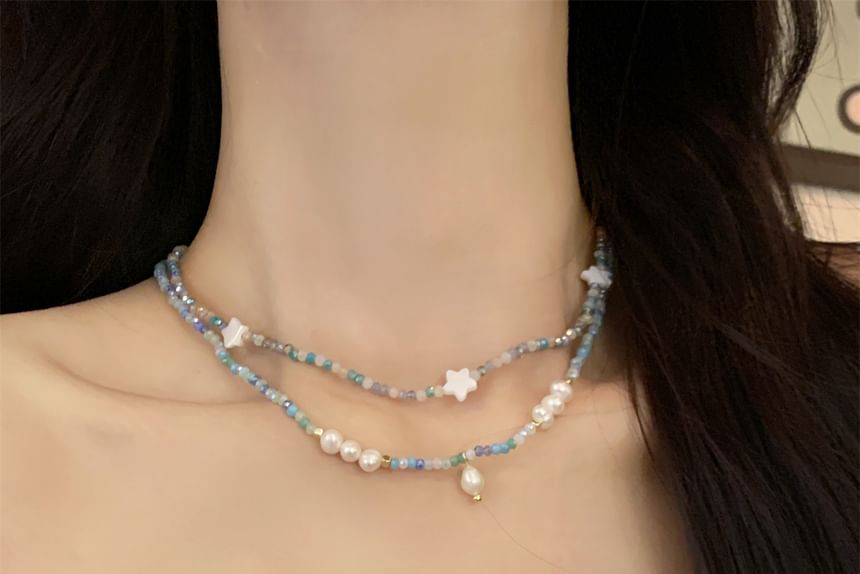 Star Beaded / Necklace Pearl Faux