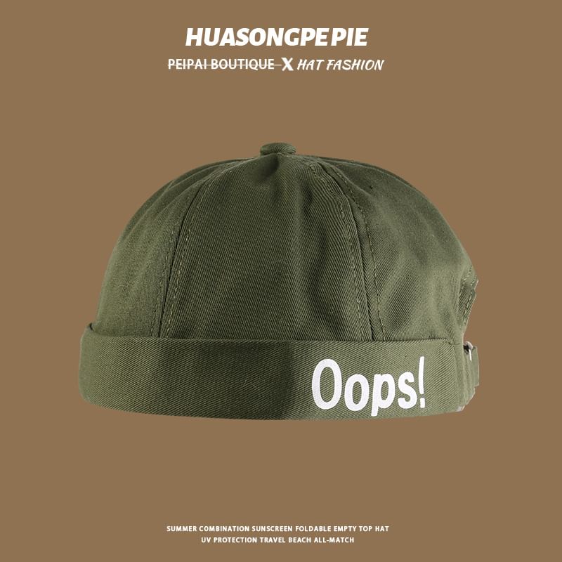 Letter Brimless Embroidered Cap