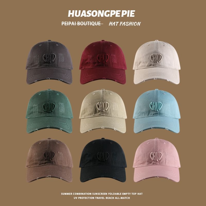 Baseball Embroidered Cap Distressed Letter