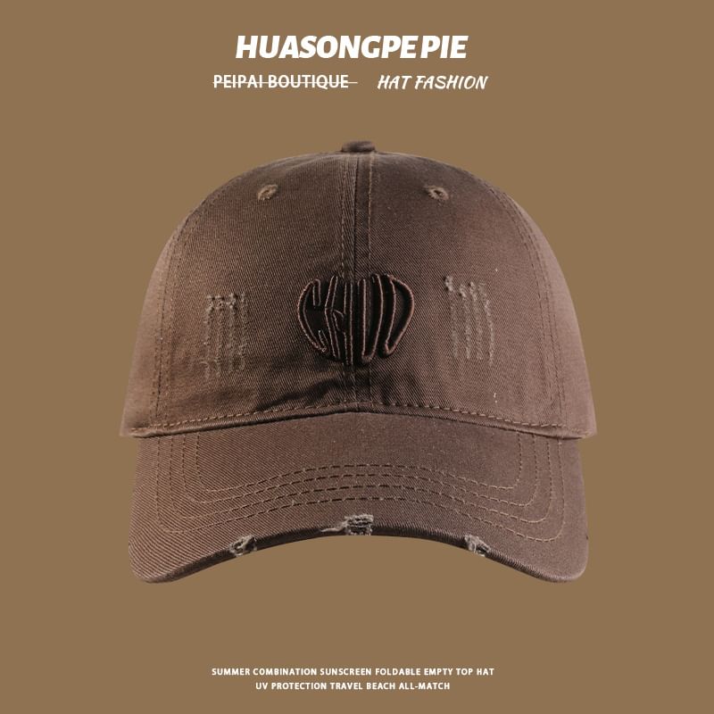 Baseball Embroidered Cap Distressed Letter