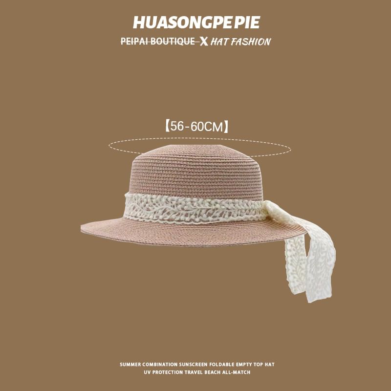 Straw Trim Boater Hat Lace