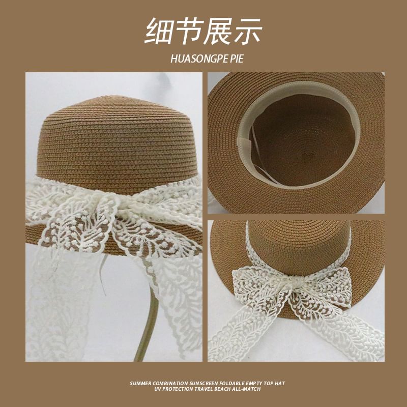 Straw Trim Boater Hat Lace