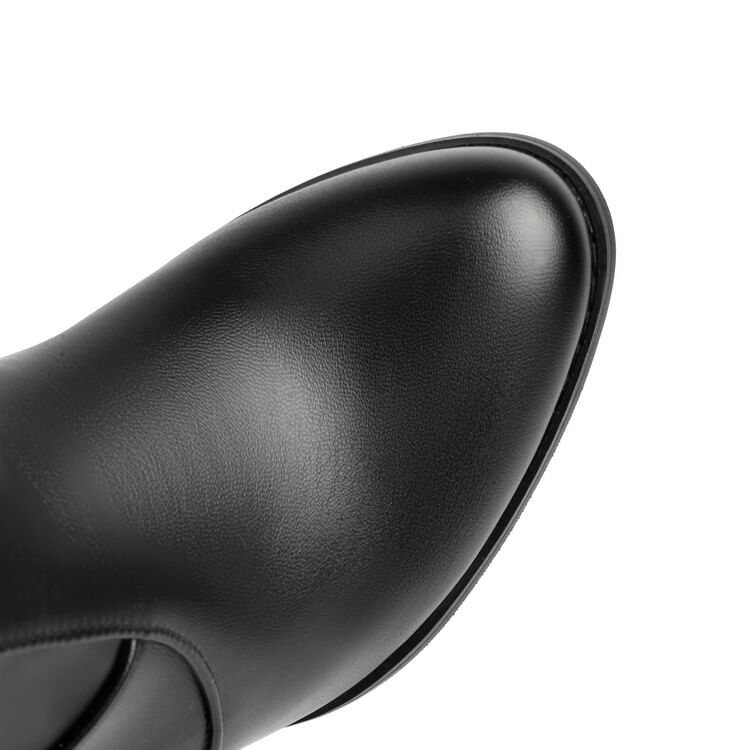 Boots Mid-Calf Buckled Chunky Heel