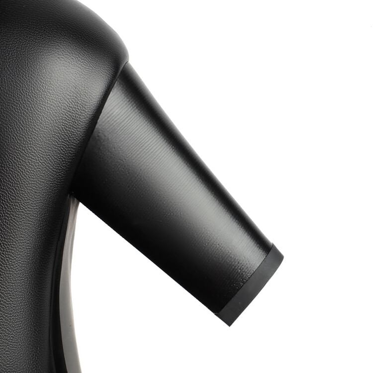 Boots Mid-Calf Buckled Chunky Heel