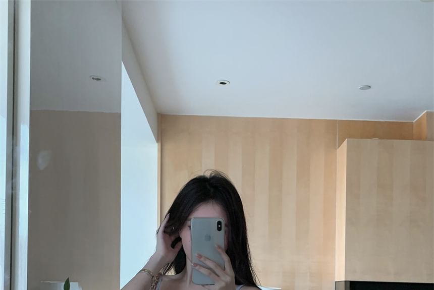 Spaghetti Sundress Maxi Print Strap Leaf