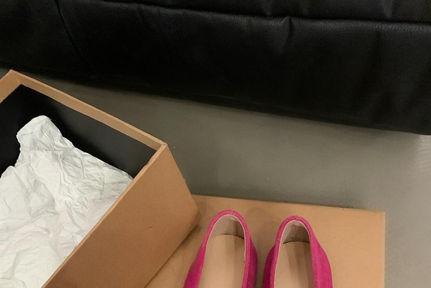 Suede Faux Accent Flats Bow Plain