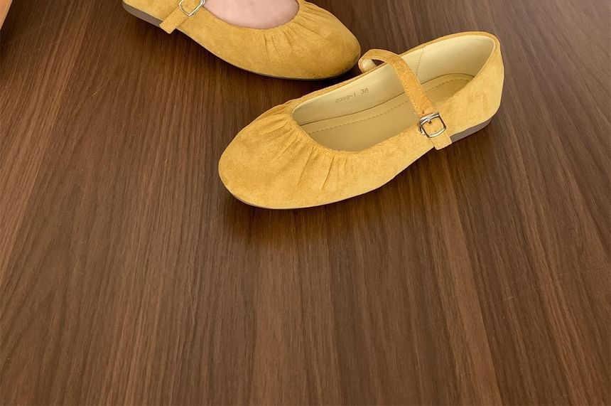 Ruched Suede Faux Mary Plain Flats Jane
