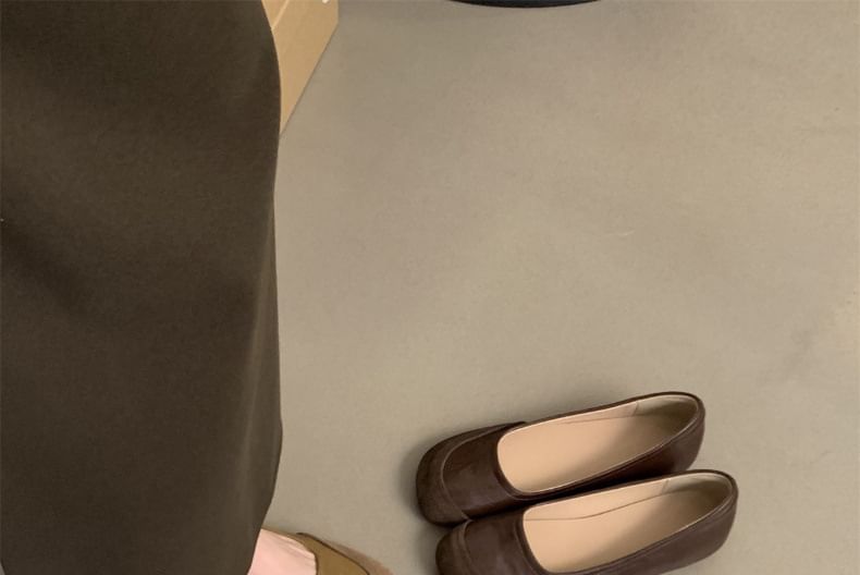 Toe Leather Flats Faux Round