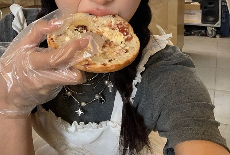 Denim Ribbon Beret Beaded