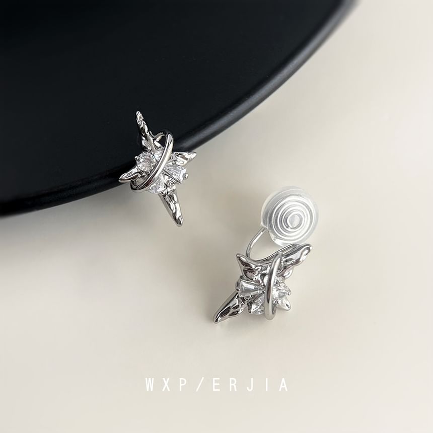 Clip Earring On Star Rhinestone