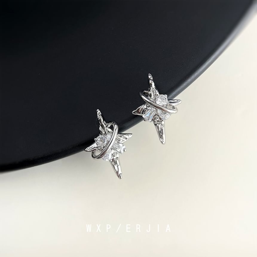Clip Earring On Star Rhinestone
