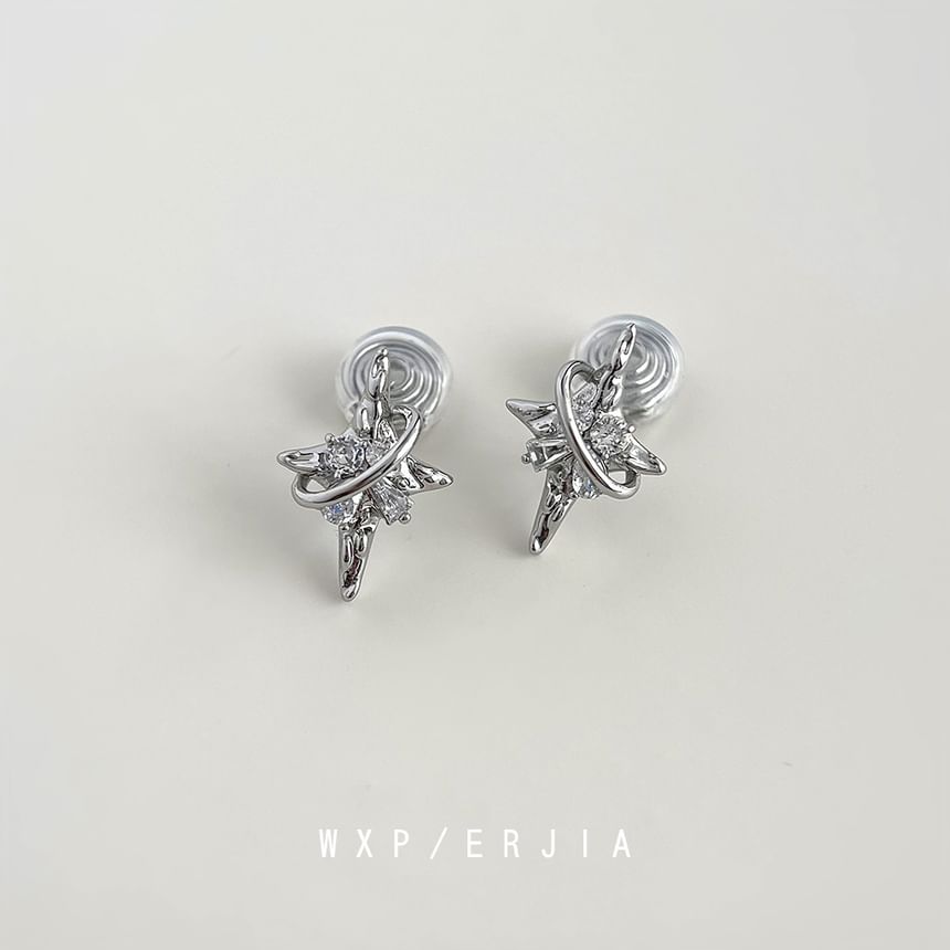 Clip Earring On Star Rhinestone