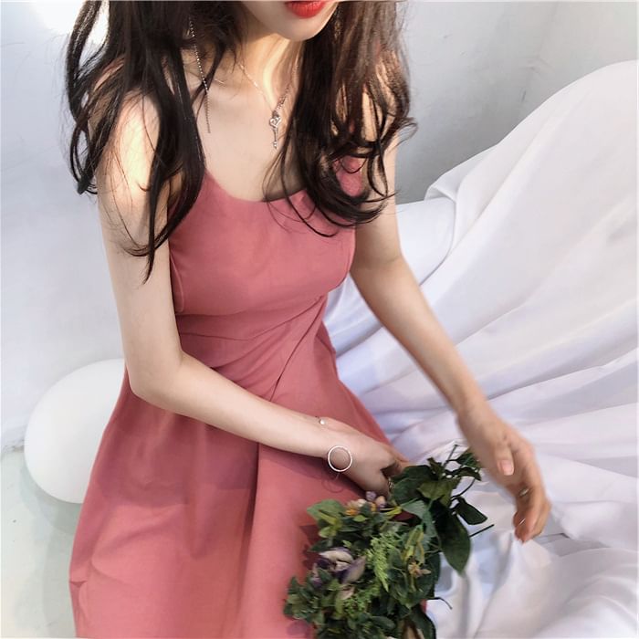 Spaghetti Open Maxi Sundress Back Plain Strap