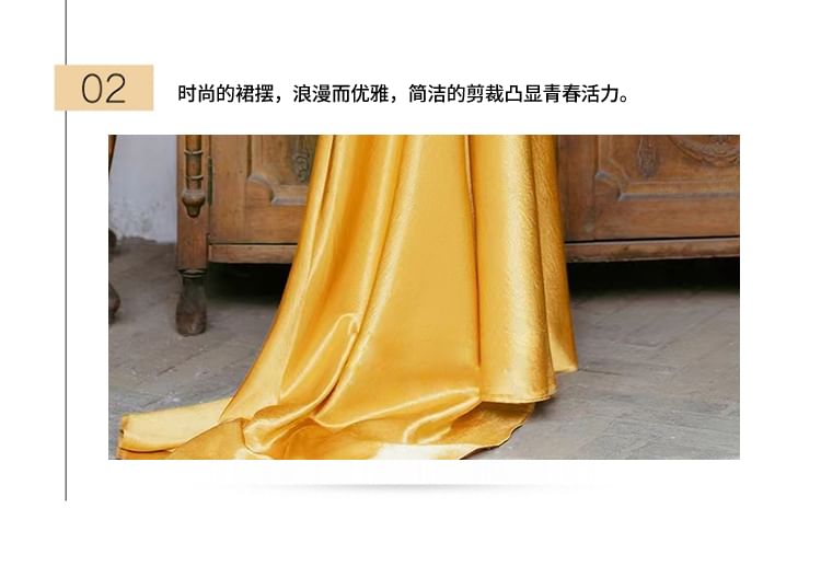 Plain Evening Mermaid Cap-Sleeve Mock Gown Embellished Open Back Neck