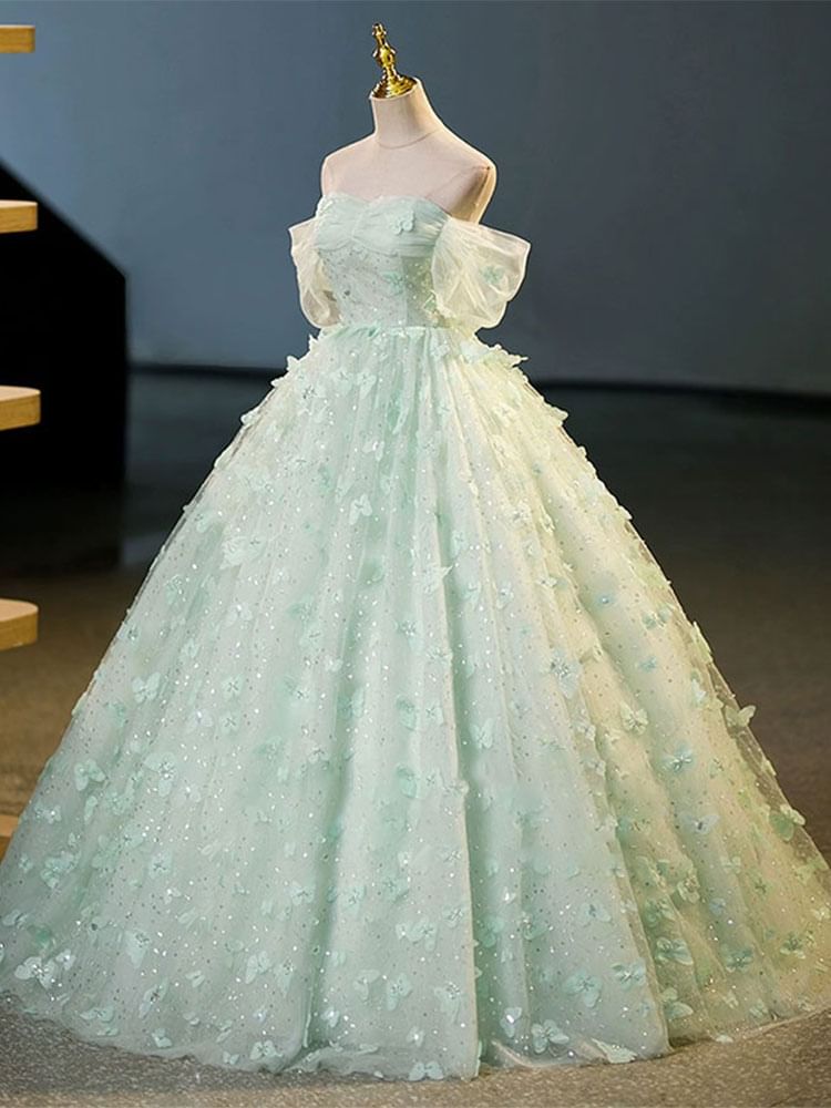 Shoulder Butterfly A-Line Off Dress Evening