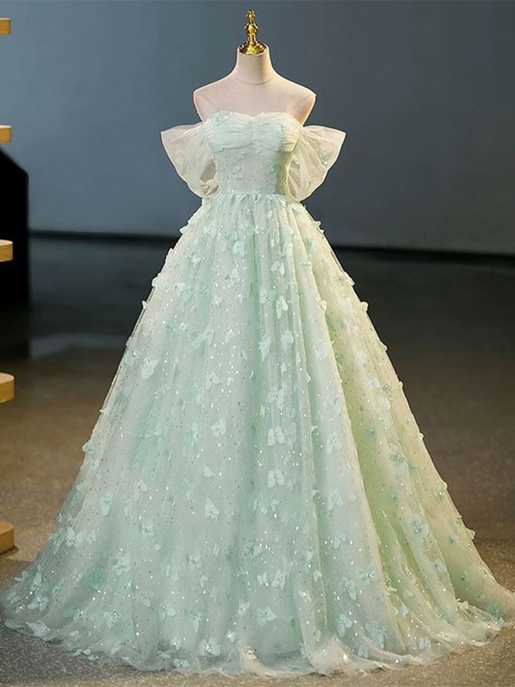 Butterfly Shoulder Off Evening Dress A-Line