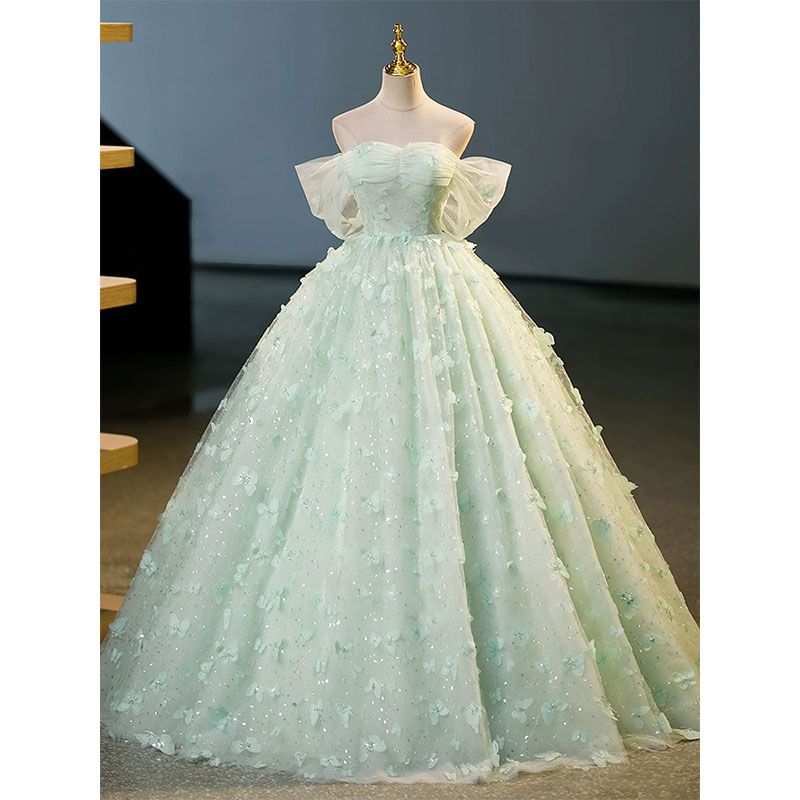 Shoulder Butterfly A-Line Off Dress Evening