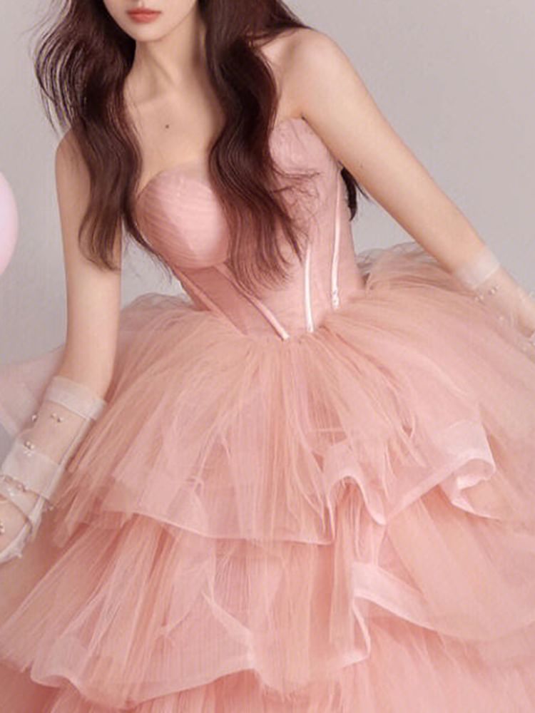 Tulle Gown Tiered Strapless Evening Ball