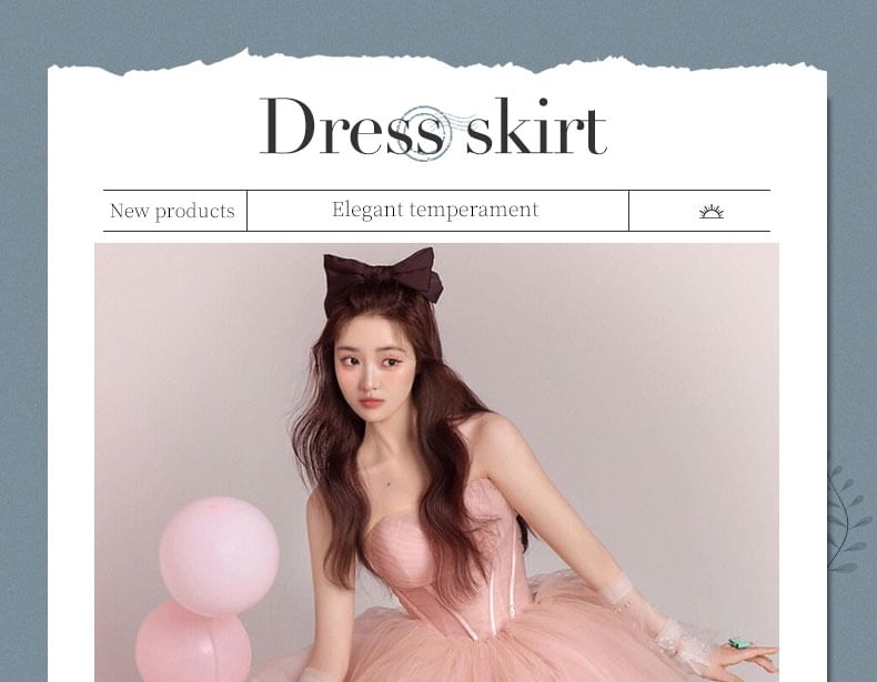 Tulle Gown Tiered Strapless Evening Ball