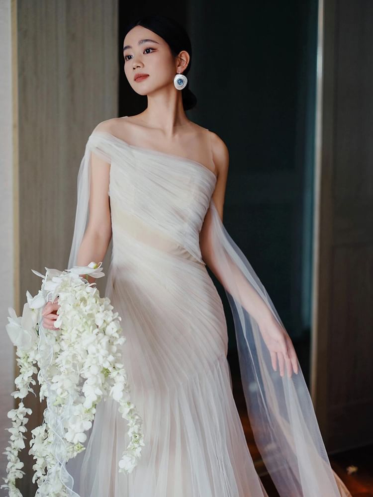 Evening One Sheath Dress Shoulder Tulle