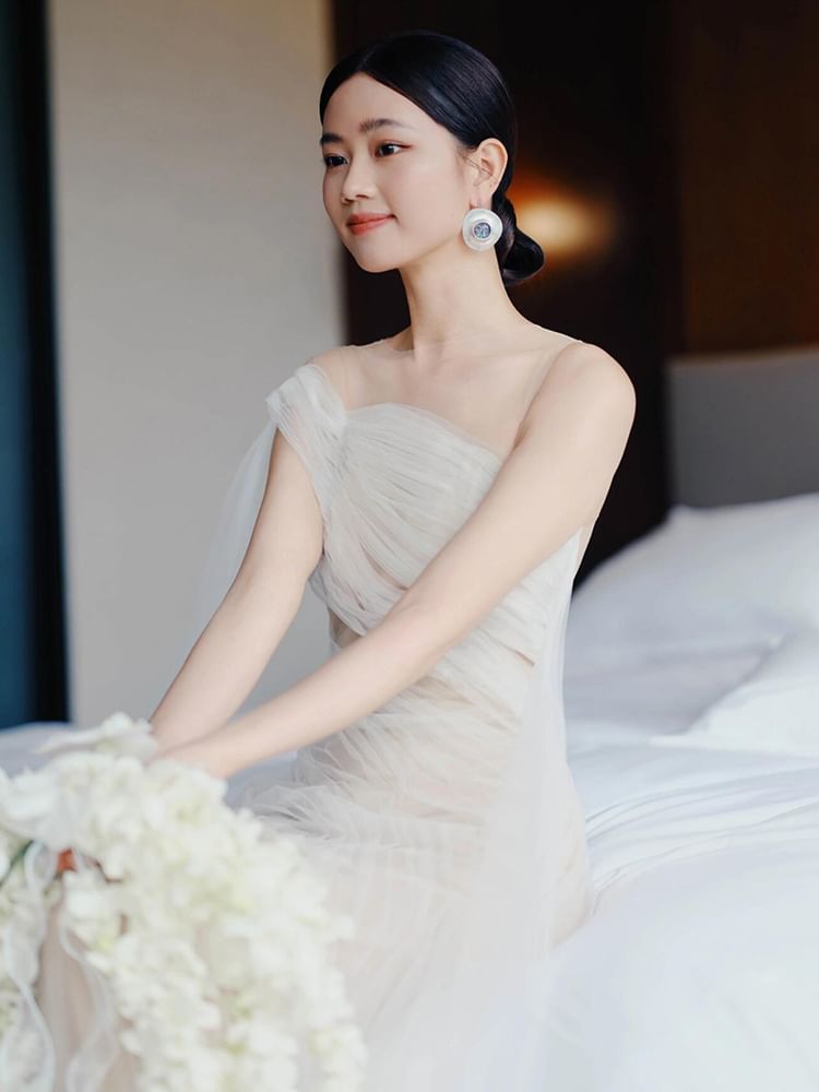 Evening One Sheath Dress Shoulder Tulle