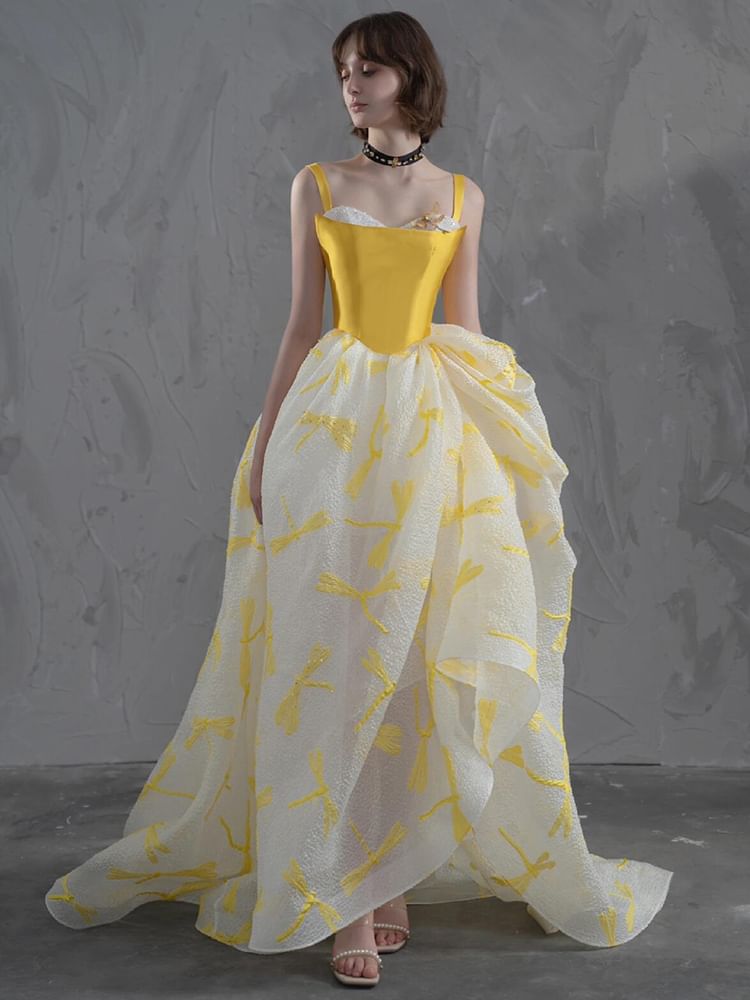 A-Line Gown Evening Print Strapless Floral