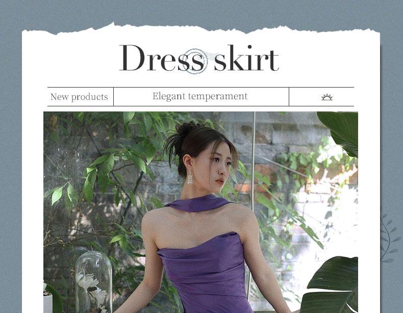 Sheath Strapless Plain Midi Dress Ruched