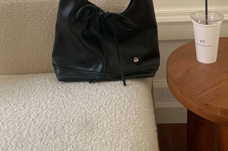 Panel Bow Bag Tie-Up Tote Applique Heart