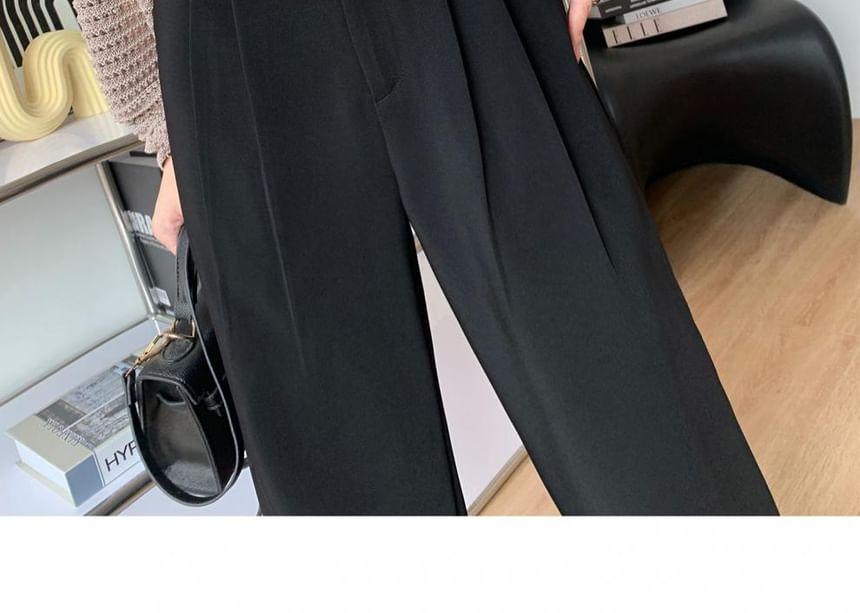 High Wide Pants Pleated Leg Striped Waist Suit