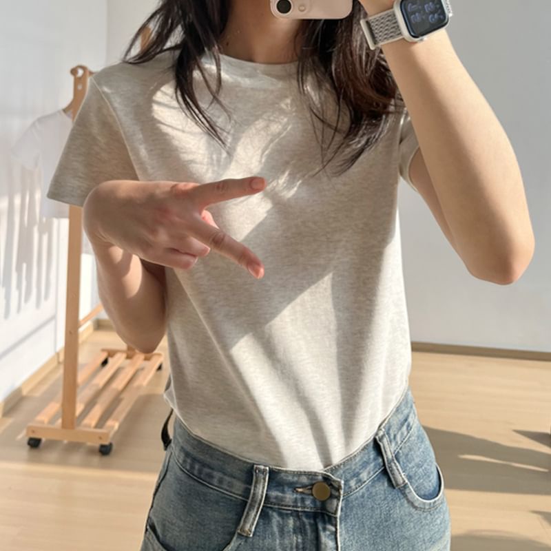 Short-Sleeve Plain T-Shirt Neck Crew