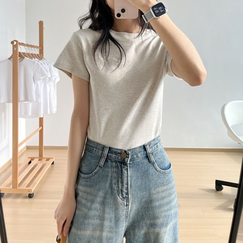 Short-Sleeve Plain T-Shirt Neck Crew