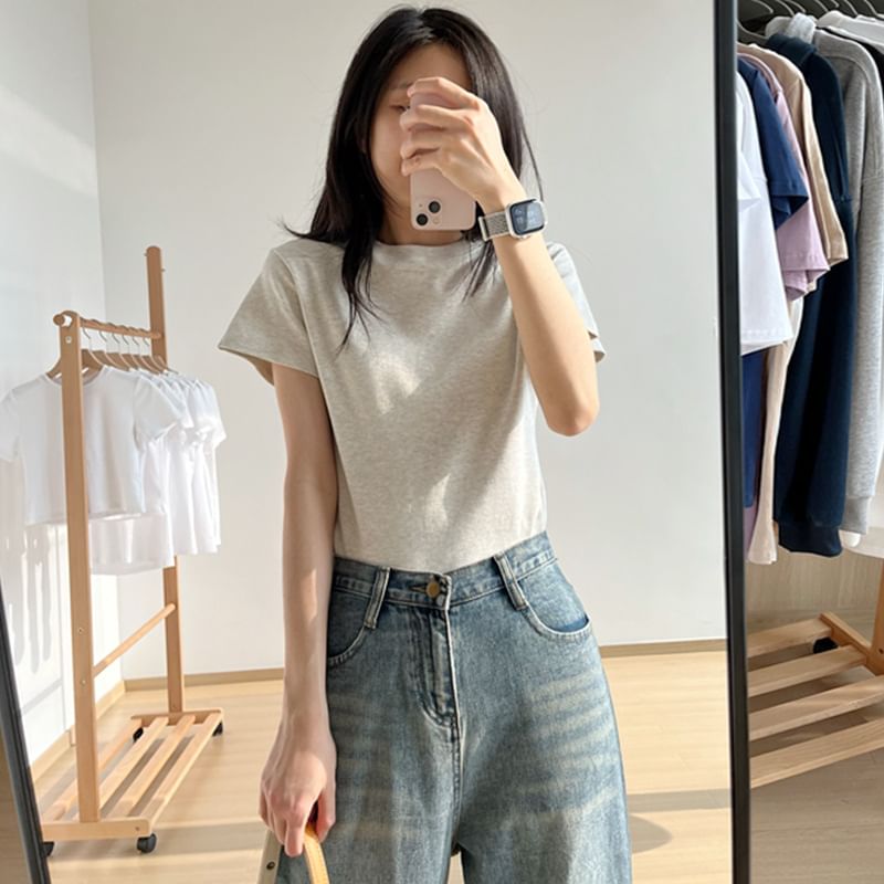Short-Sleeve Plain T-Shirt Neck Crew