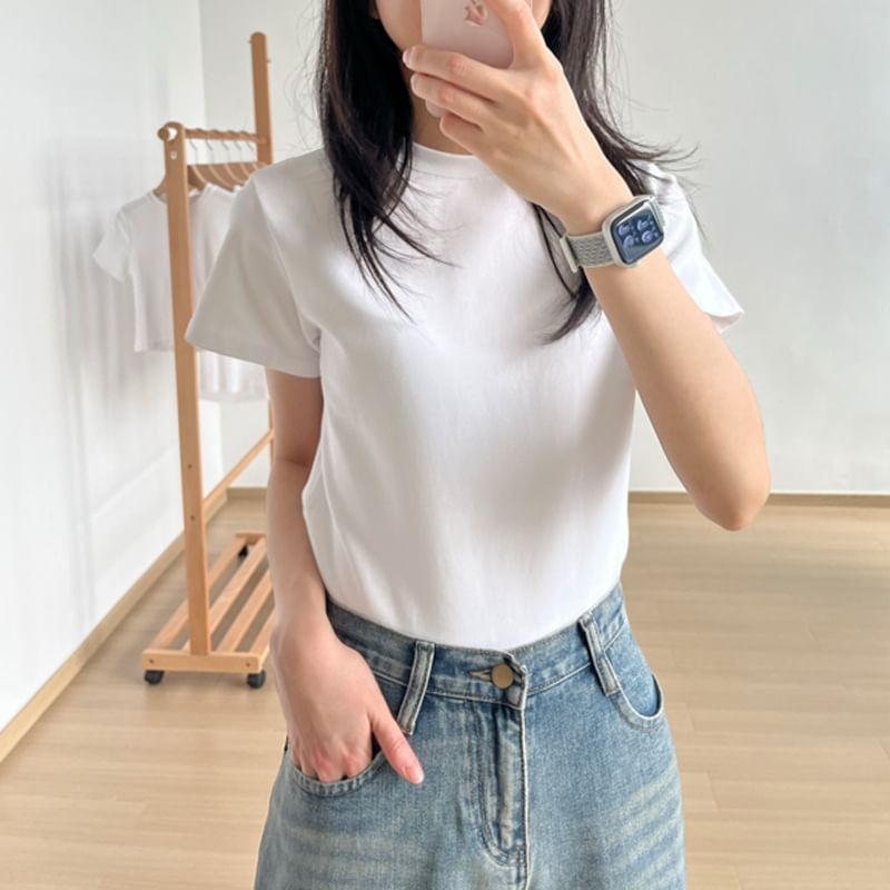 Short-Sleeve Plain T-Shirt Neck Crew