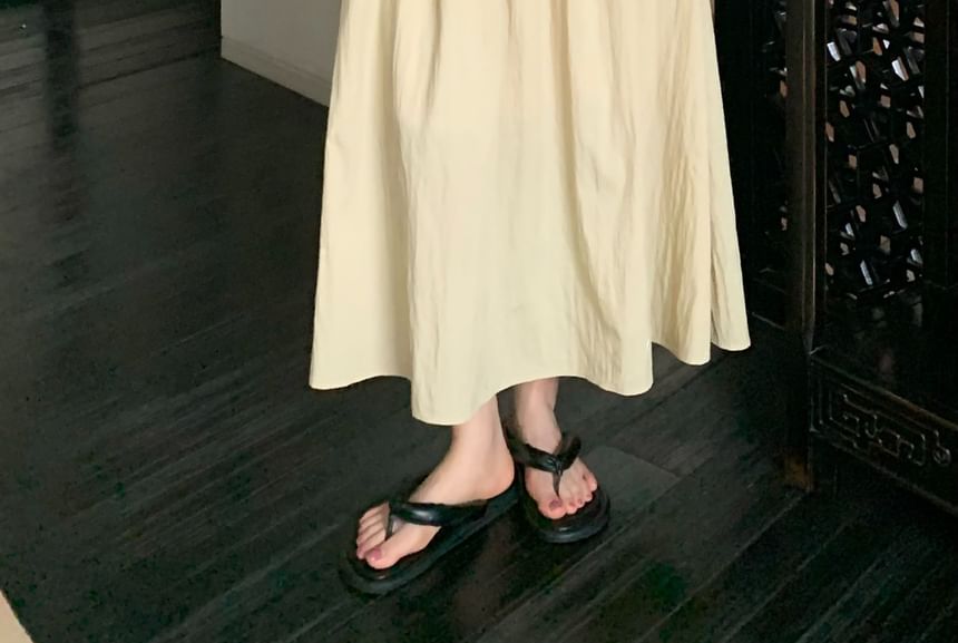 A-Line Elastic Waist Plain Maxi Skirt