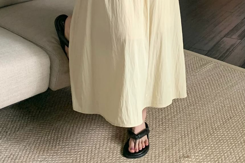 A-Line Elastic Waist Plain Maxi Skirt