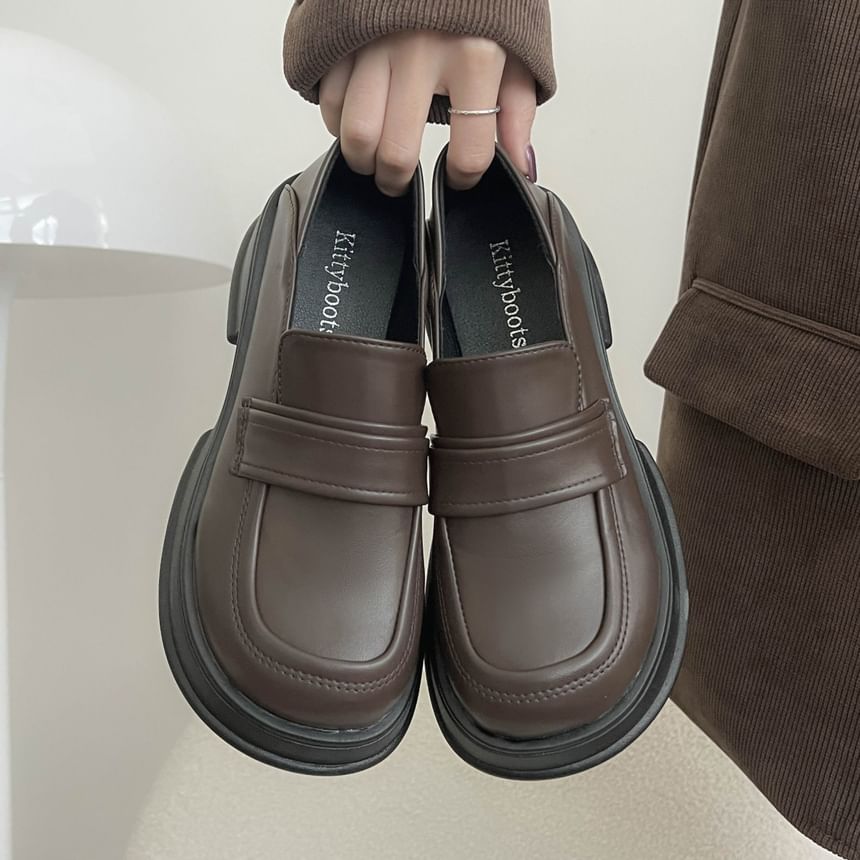 Heel Chunky Platform Loafers
