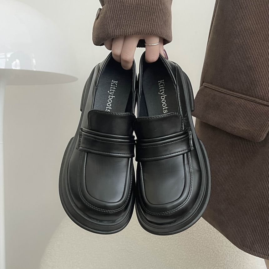 Heel Chunky Platform Loafers